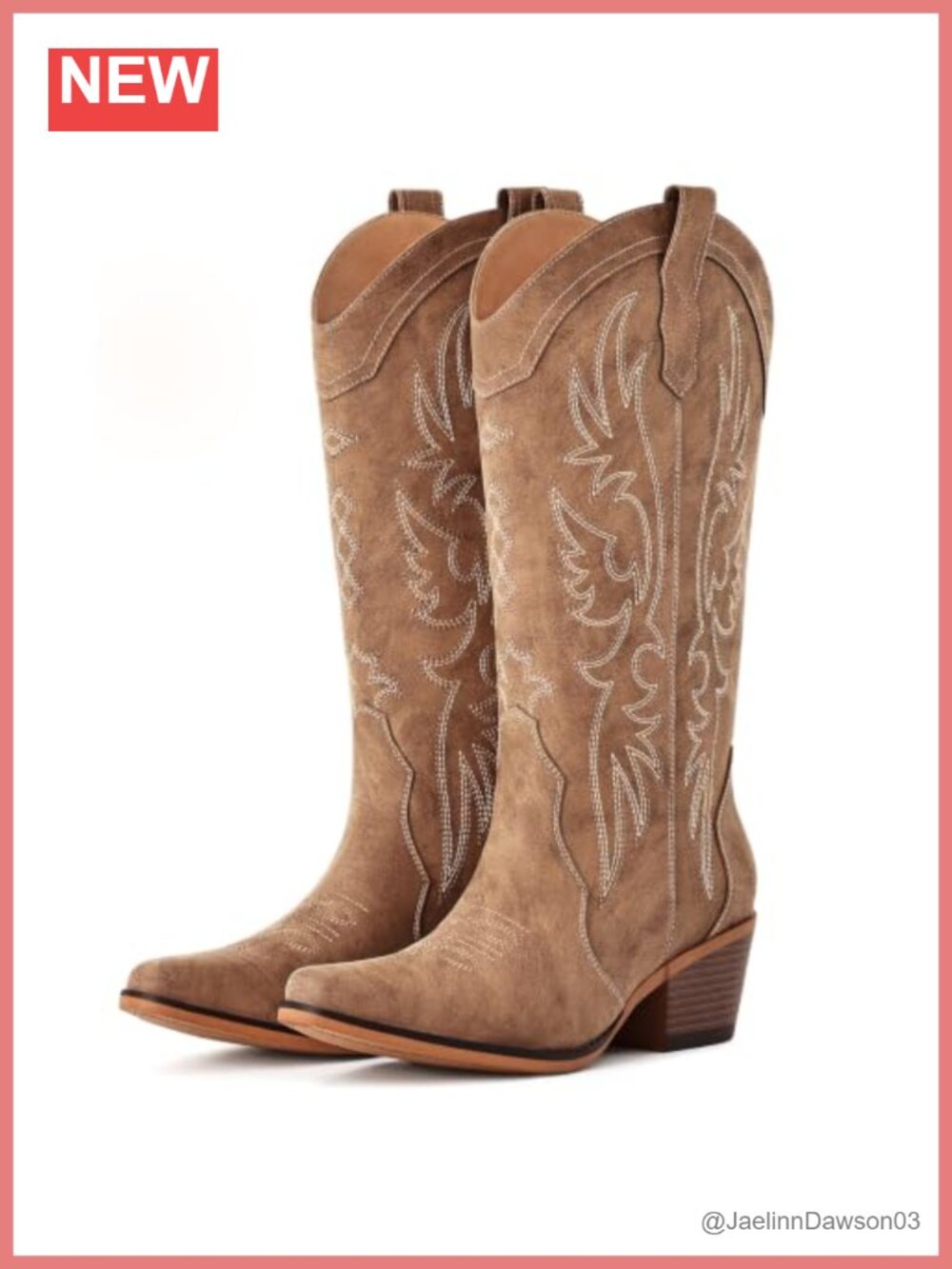 Faux Leather Snip Toe Mid Calf Cowboy Boots Western Women